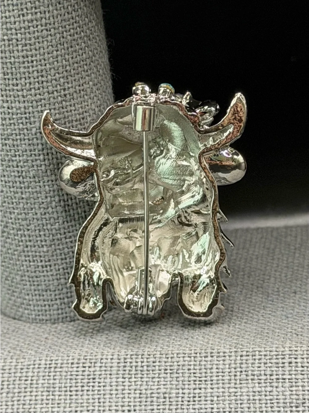 Highland Cow Brooch w/Rhinestone Florals